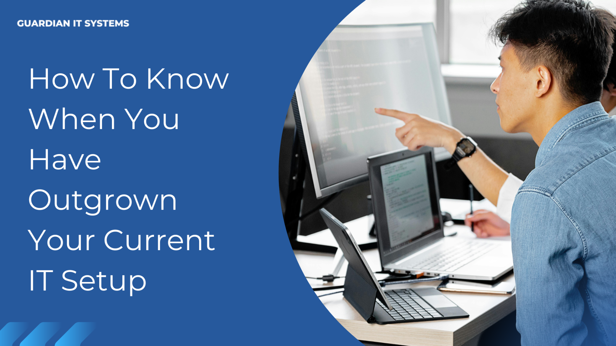 IT professionals reviewing code on multiple screens